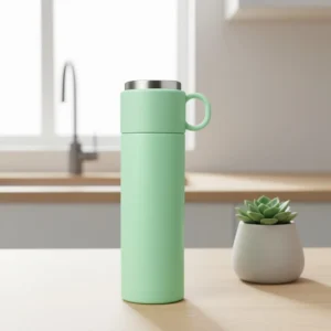 Apna Bazaar Xpress Vacuum Insulated Flask Bottle 400ml with Handle | Leakproof Hot & Cold Water Bottle | Portable Thermos Flask for Office, Travel, Gym & Daily Use | Green