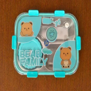 Bear Family Stainless Steel Kids Lunch Box with Compartments