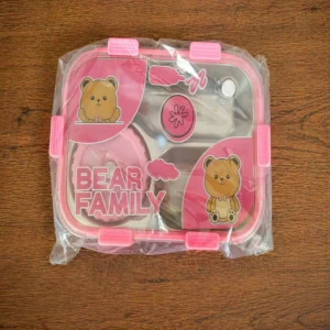 Kids Bear Family Lunch Box, Leakproof Stainless Steel Tiffin Box for School | Apna Bazaar Xpress